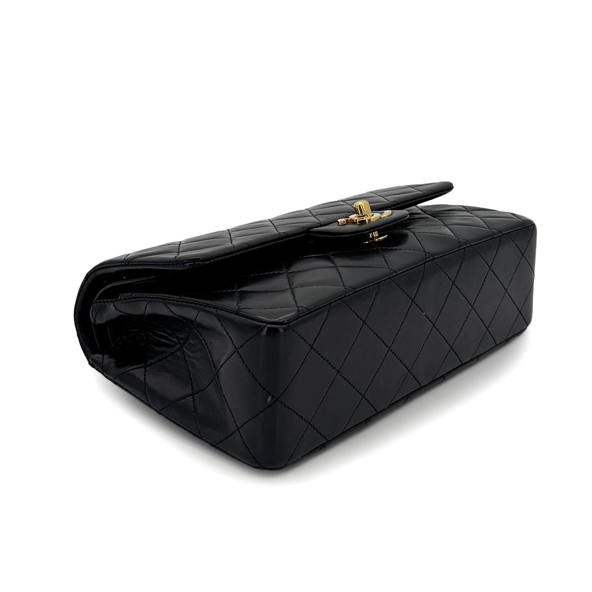 CHANEL VINTAGE CLASSIC FLAP SMALL CHAIN SHOULDER BAG BLACK LAMB SKIN 90280724