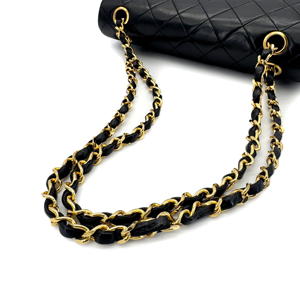 CHANEL VINTAGE CLASSIC FLAP SMALL CHAIN SHOULDER BAG BLACK LAMB SKIN 90280724