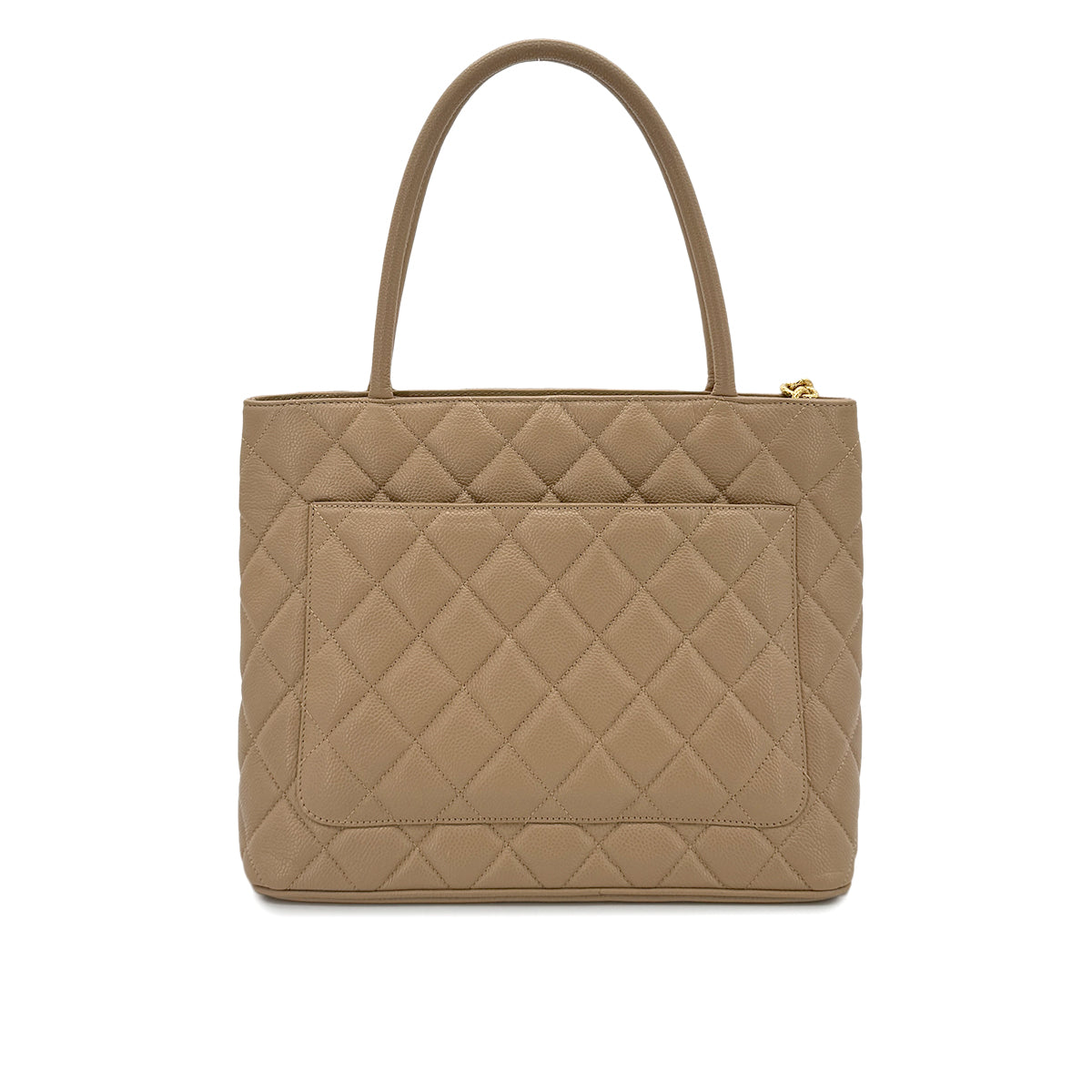 CHANEL VINTAGE MEDALLION TOTE BAG BEIGE CAVIAR SKIN 90280727