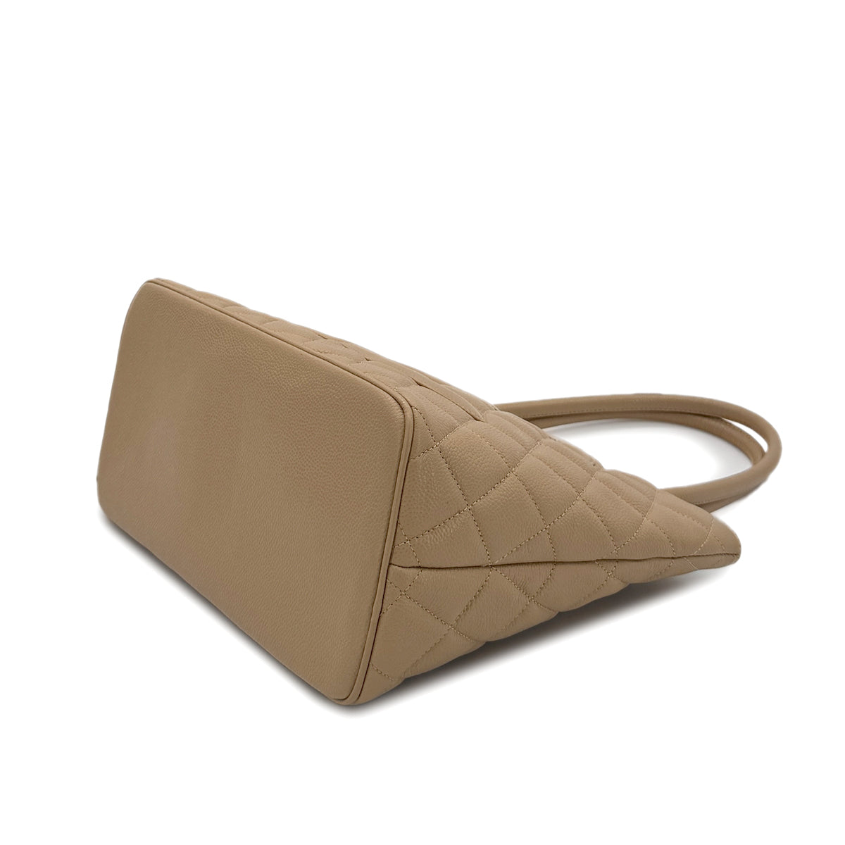 CHANEL VINTAGE MEDALLION TOTE BAG BEIGE CAVIAR SKIN 90280727