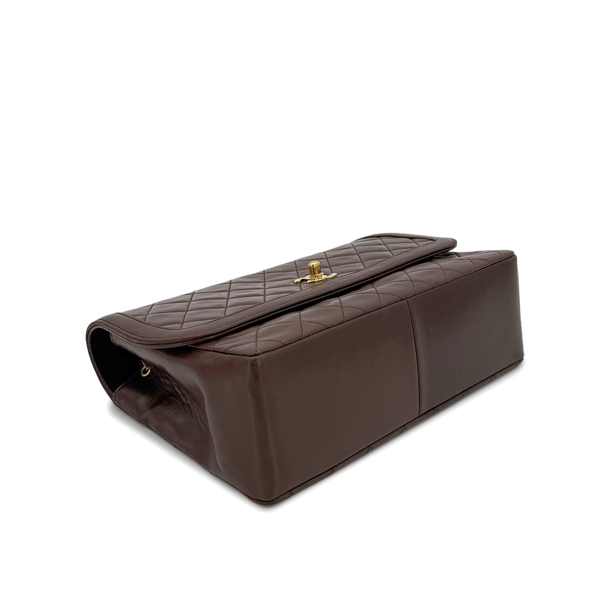 CHANEL VINTAGE MATELASSE CHAIN SHOULDER BAG BROWN LAMB SKIN 90281178