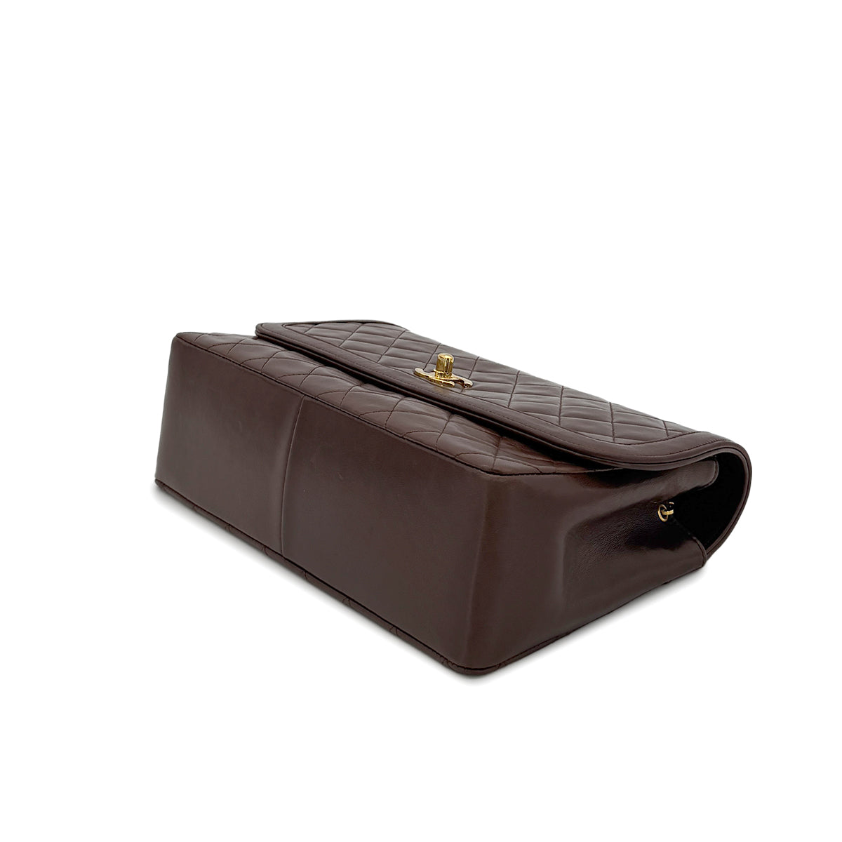 CHANEL VINTAGE MATELASSE CHAIN SHOULDER BAG BROWN LAMB SKIN 90281178