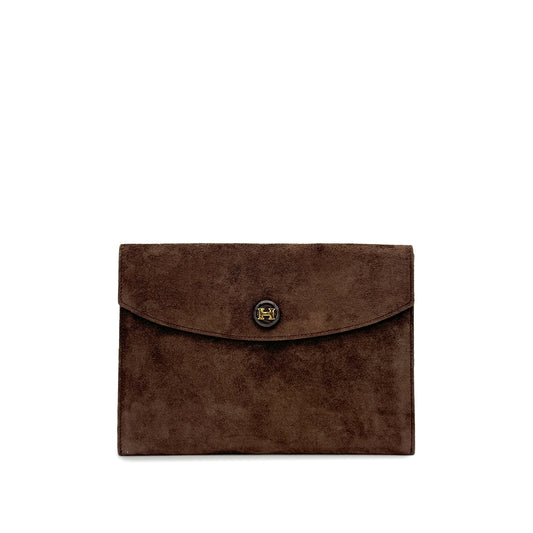 HERMES POCHETTE RIO BROWN DEBRIS CLUTCH BAG 〇K 90281204