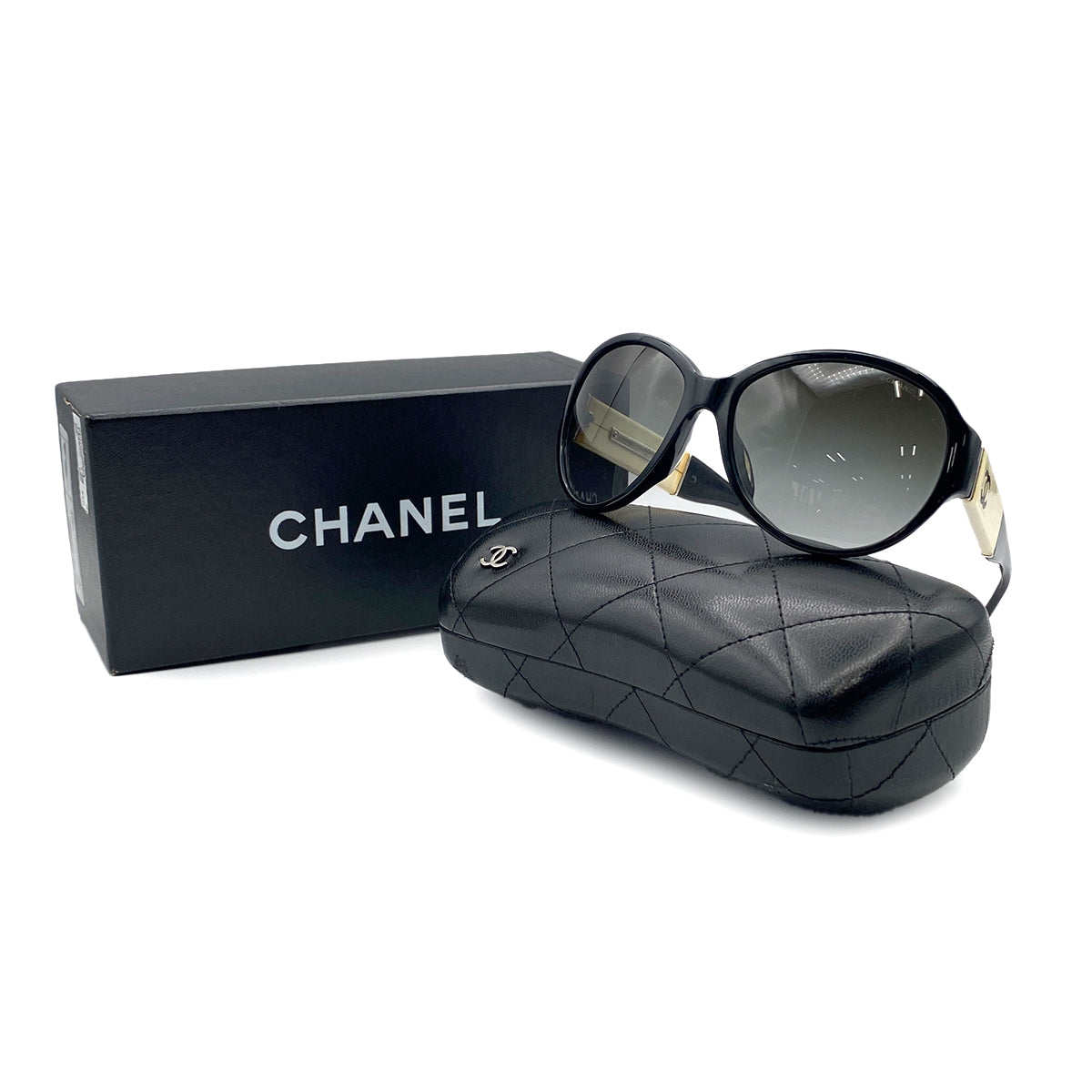 CHANEL VINTAGE SUNGLASSES COCOMARK BLACK WHITE EYEWEAR 90281207