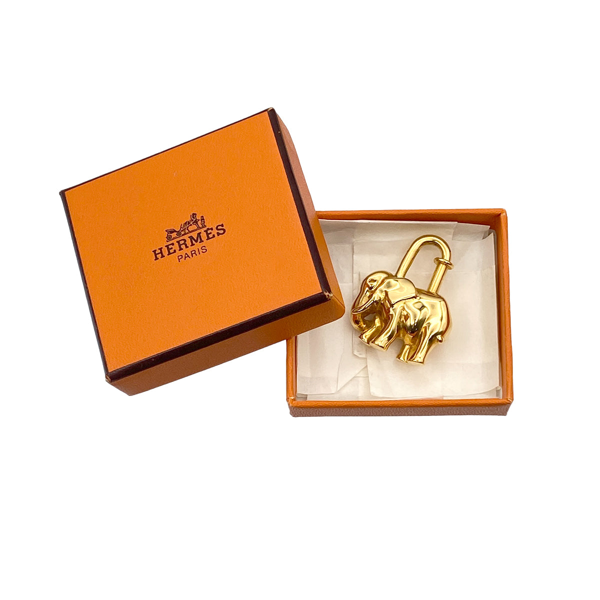 HERMES CADENA CHARM EXOTISME ELEPHANT 1988 GOLD ACCESSORY 90281229