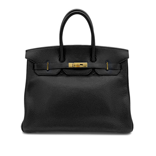 HERMES BIRKIN 35 BLACK TAURILLON CLEMENCE HAND BAG ▢H GHW 90281231
