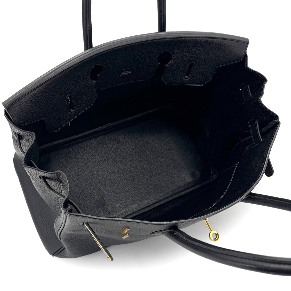 HERMES BIRKIN 35 BLACK TAURILLON CLEMENCE HAND BAG ▢H GHW 90281231