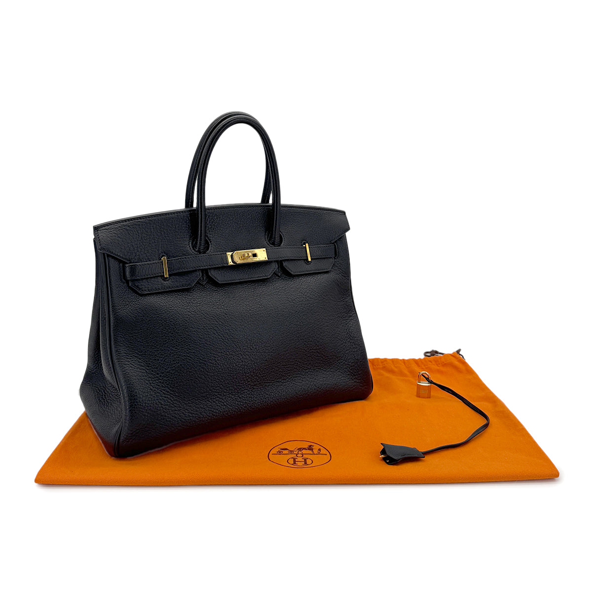 HERMES BIRKIN 35 BLACK TAURILLON CLEMENCE HAND BAG ▢H GHW 90281231