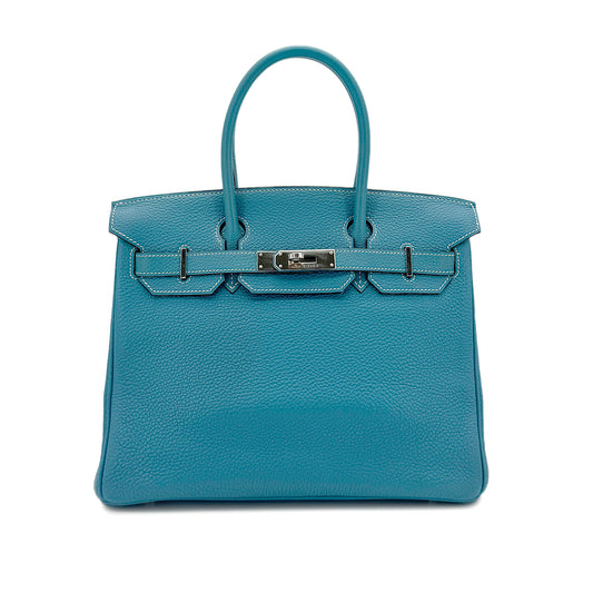 HERMES BIRKIN 30 BLEU JEAN TOGO HAND BAG □I SHW 90281235