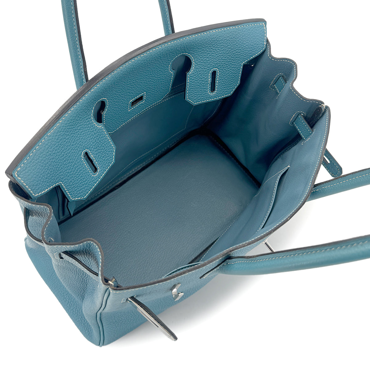 HERMES BIRKIN 30 BLEU JEAN TOGO HAND BAG □I SHW 90281235