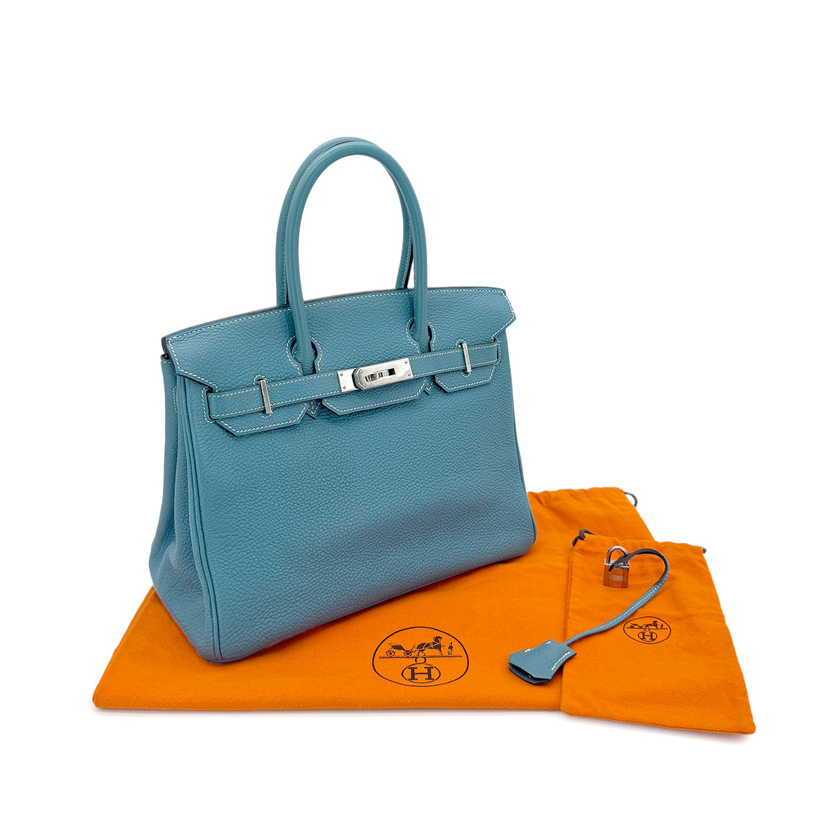 HERMES BIRKIN 30 BLEU JEAN TOGO HAND BAG □I SHW 90281235