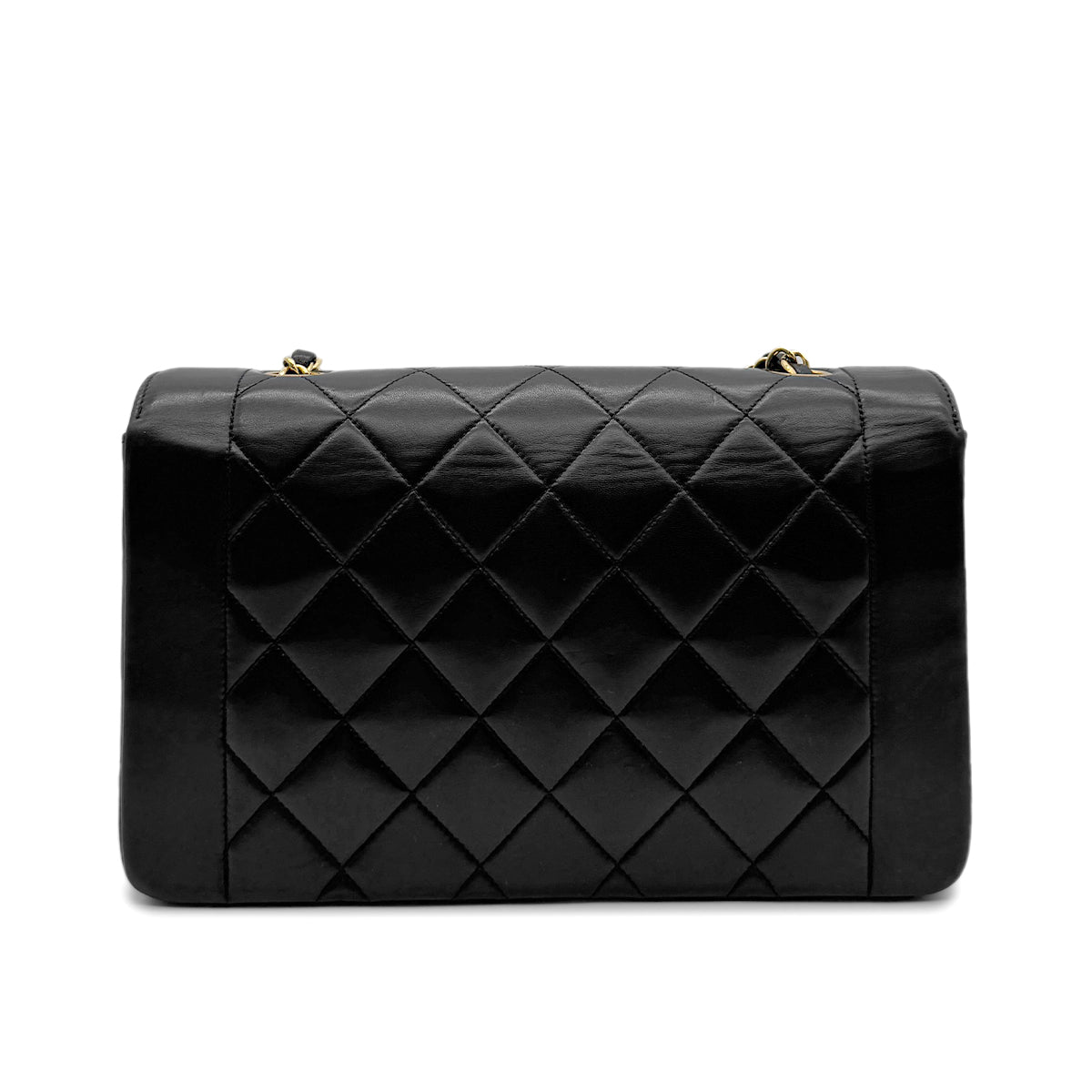 CHANEL VINTAGE DIANA MEDIUM CHAIN SHOULDER BAG BLACK LAMB SKIN 90281240