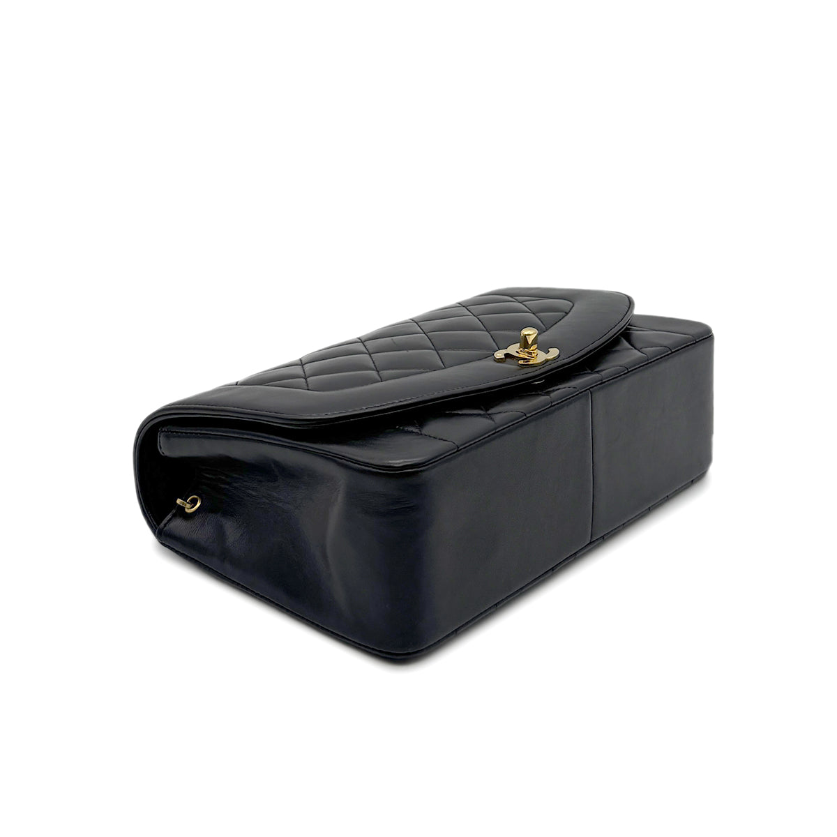 CHANEL VINTAGE DIANA MEDIUM CHAIN SHOULDER BAG BLACK LAMB SKIN 90281240