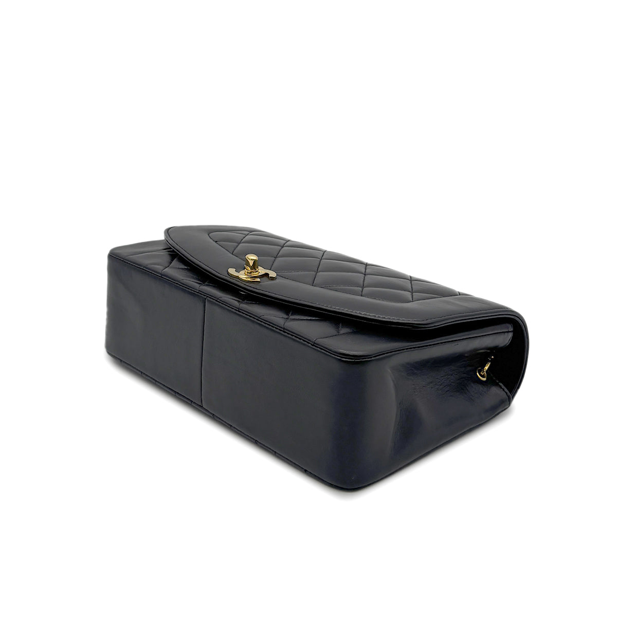 CHANEL VINTAGE DIANA MEDIUM CHAIN SHOULDER BAG BLACK LAMB SKIN 90281240