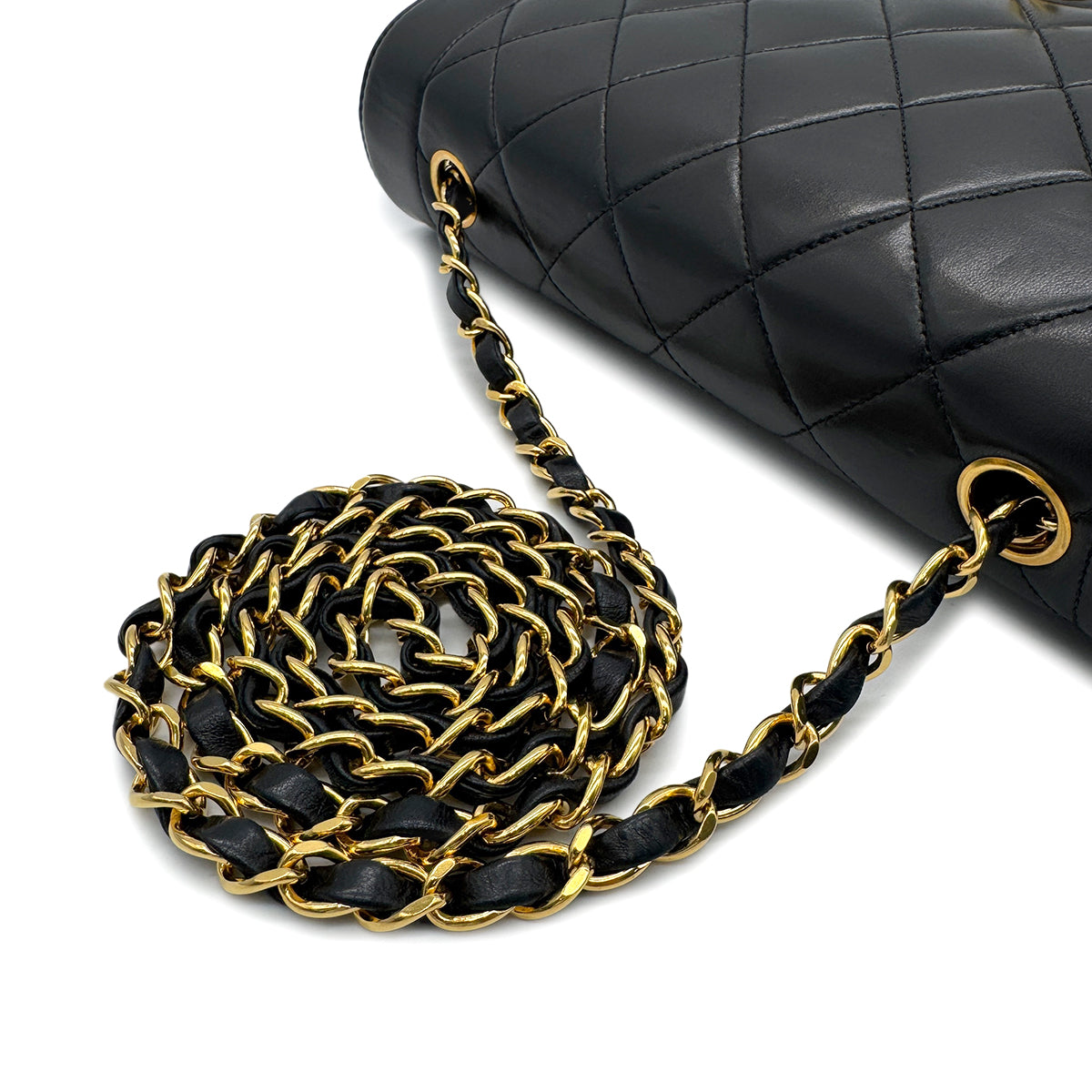 CHANEL VINTAGE DIANA MEDIUM CHAIN SHOULDER BAG BLACK LAMB SKIN 90281240