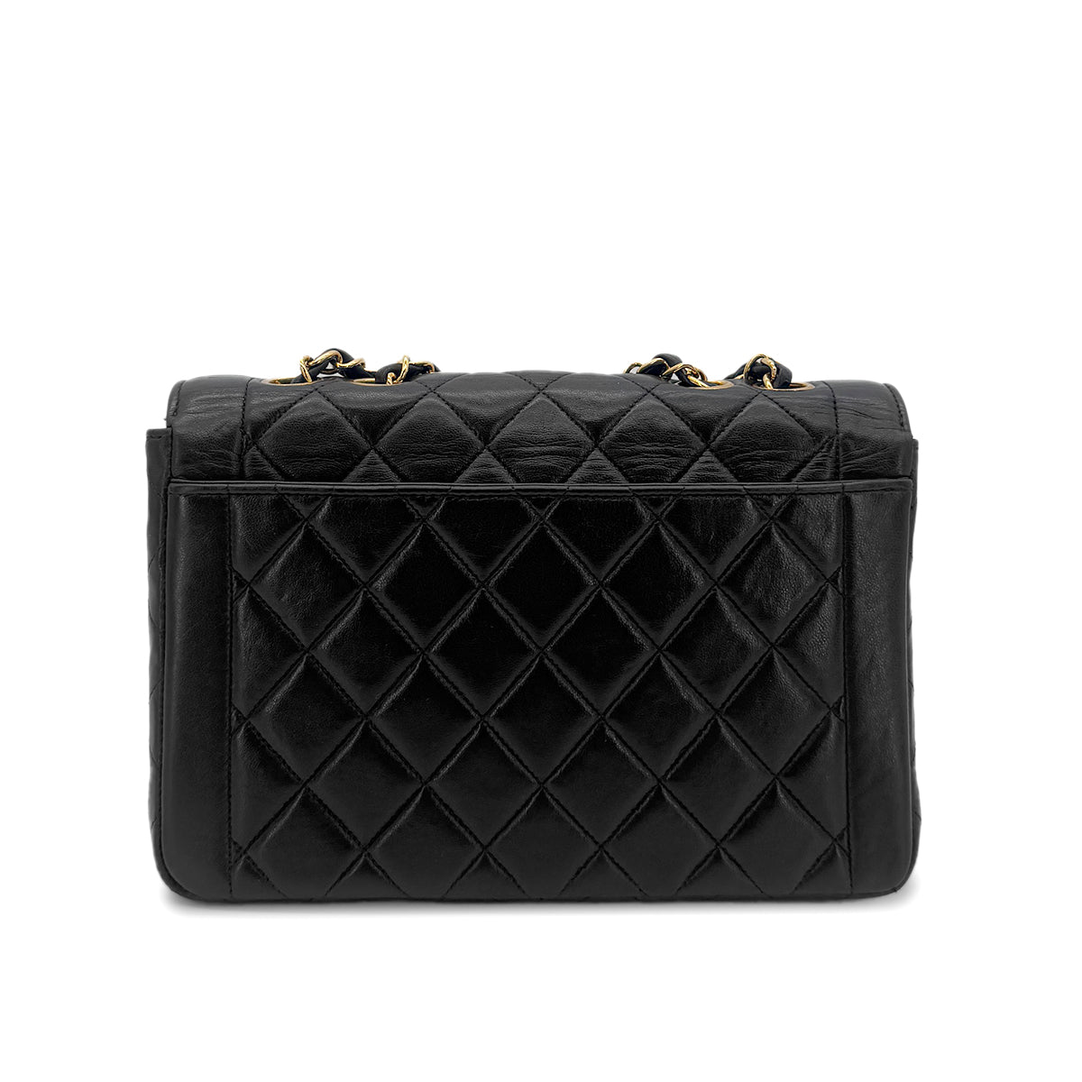 CHANEL VINTAGE MATELASSE CHAIN SHOULDER BAG BLACK LAMB SKIN 90281242