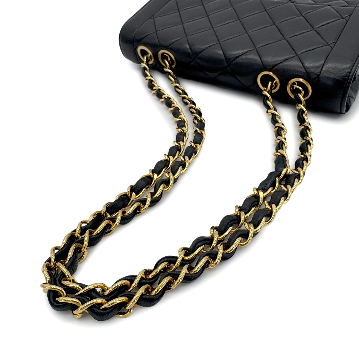 CHANEL VINTAGE MATELASSE CHAIN SHOULDER BAG BLACK LAMB SKIN 90281242