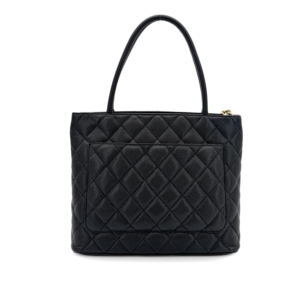 CHANEL VINTAGE MEDALLION TOTE BAG BLACK CAVIAR SKIN 90281243