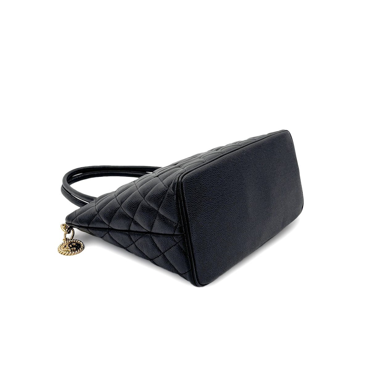 CHANEL VINTAGE MEDALLION TOTE BAG BLACK CAVIAR SKIN 90281243