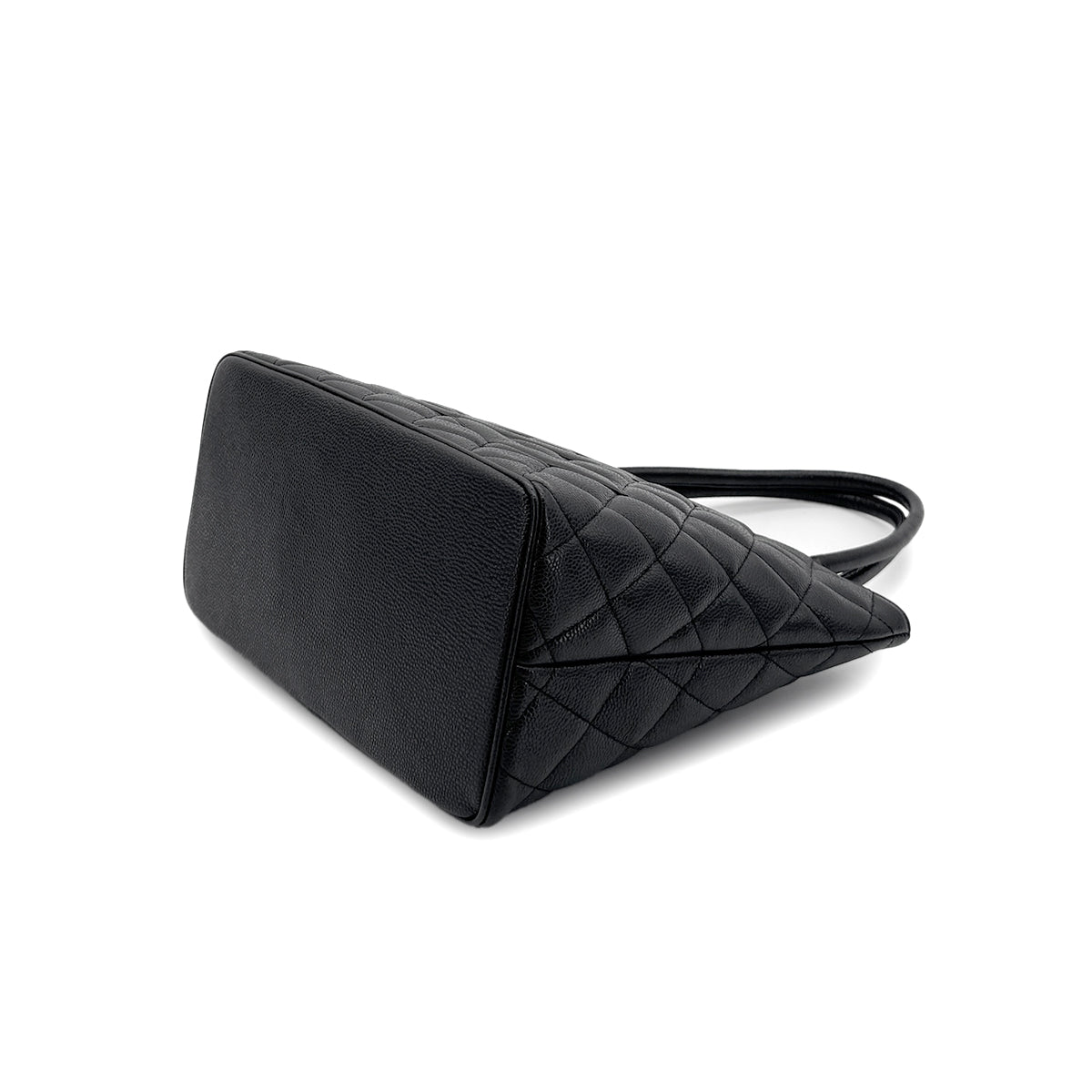 CHANEL VINTAGE MEDALLION TOTE BAG BLACK CAVIAR SKIN 90281243