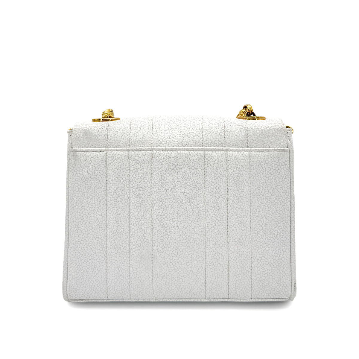 CHANEL VINTAGE MADEMOISELLE BIJOU CHAIN SHOULDER BAG WHITE CAVIAR SKIN 90281244