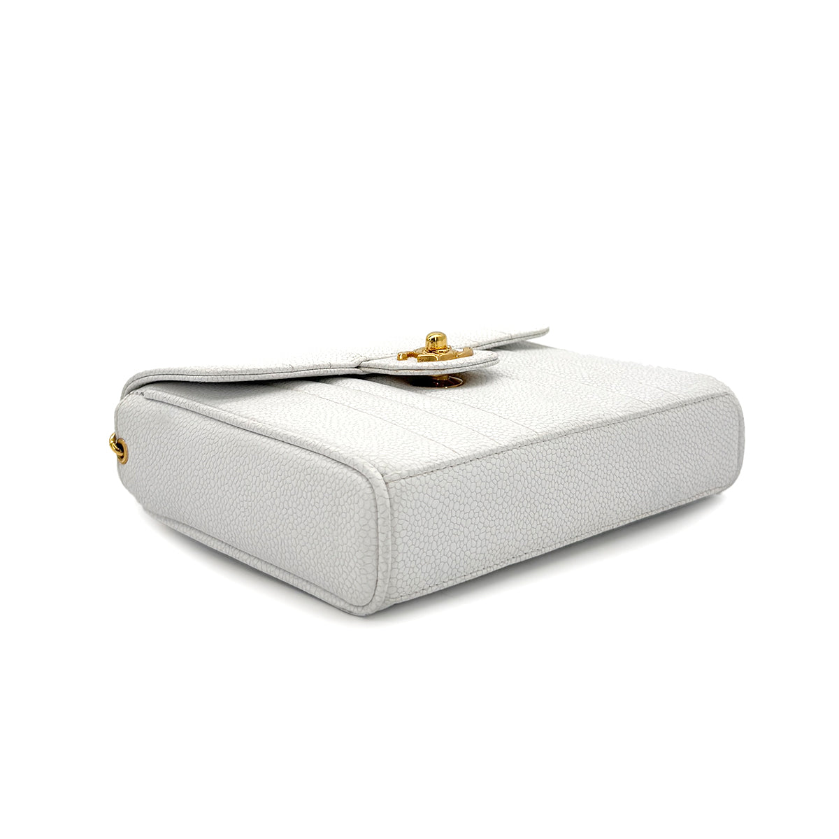 CHANEL VINTAGE MADEMOISELLE BIJOU CHAIN SHOULDER BAG WHITE CAVIAR SKIN 90281244