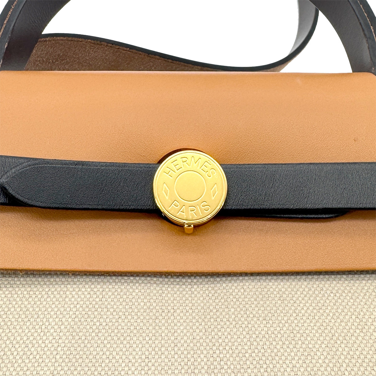 HERMES HER BAG ZIP PM 31 BETON EBENE NATUREL SABLE BLACK VACHE HUNTER TOILE MILITAIRE TOTE SHOULDER BAG B 90281247