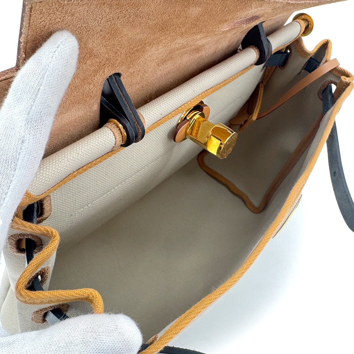 HERMES HER BAG ZIP PM 31 BETON EBENE NATUREL SABLE BLACK VACHE HUNTER TOILE MILITAIRE TOTE SHOULDER BAG B 90281247