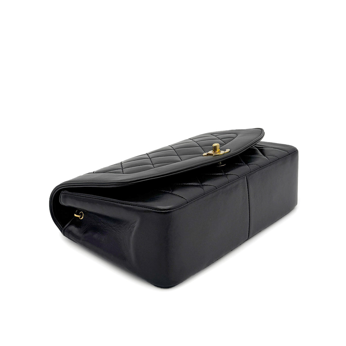 CHANEL VINTAGE DIANA MEDIUM CHAIN SHOULDER BAG BLACK LAMB SKIN 90281258