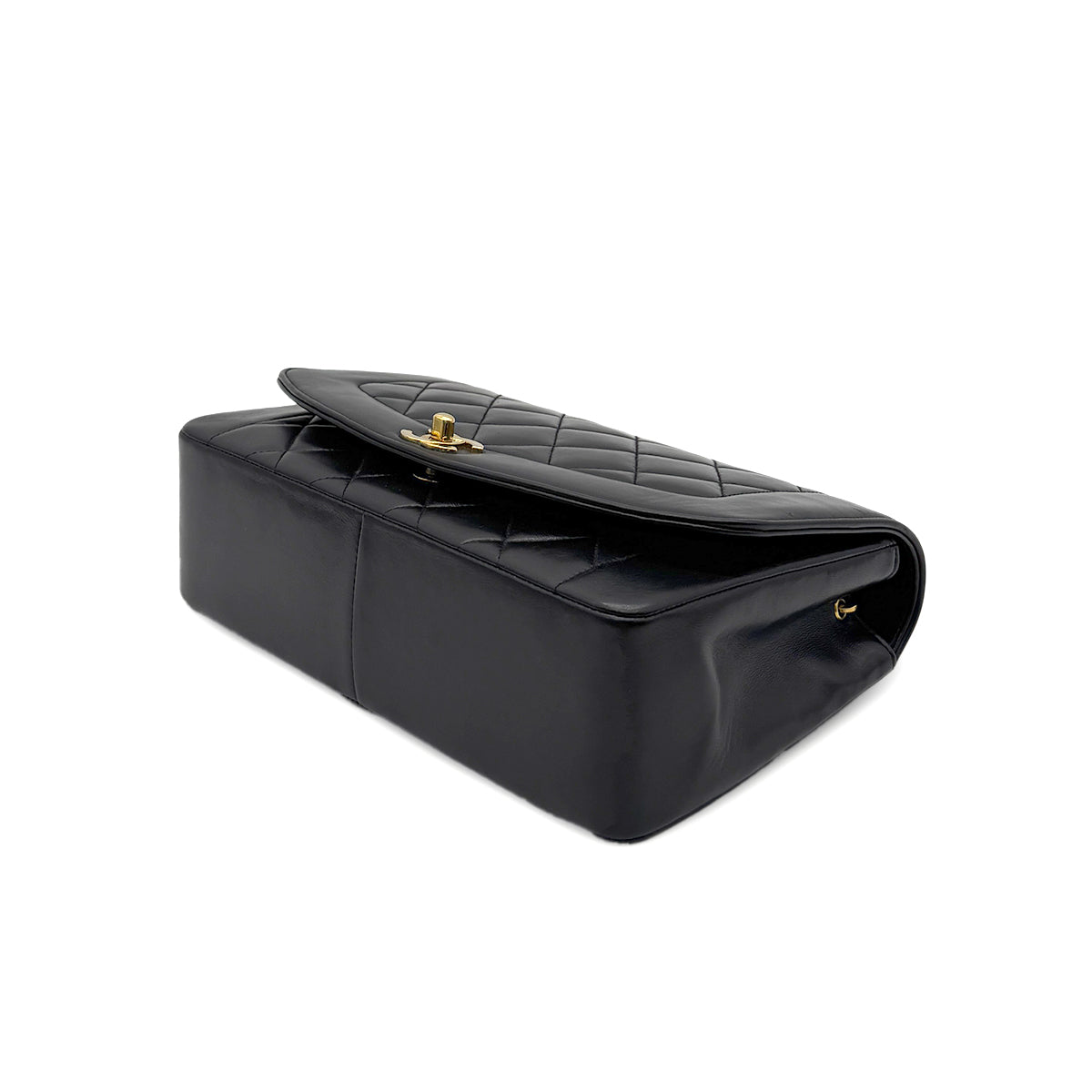 CHANEL VINTAGE DIANA MEDIUM CHAIN SHOULDER BAG BLACK LAMB SKIN 90281258