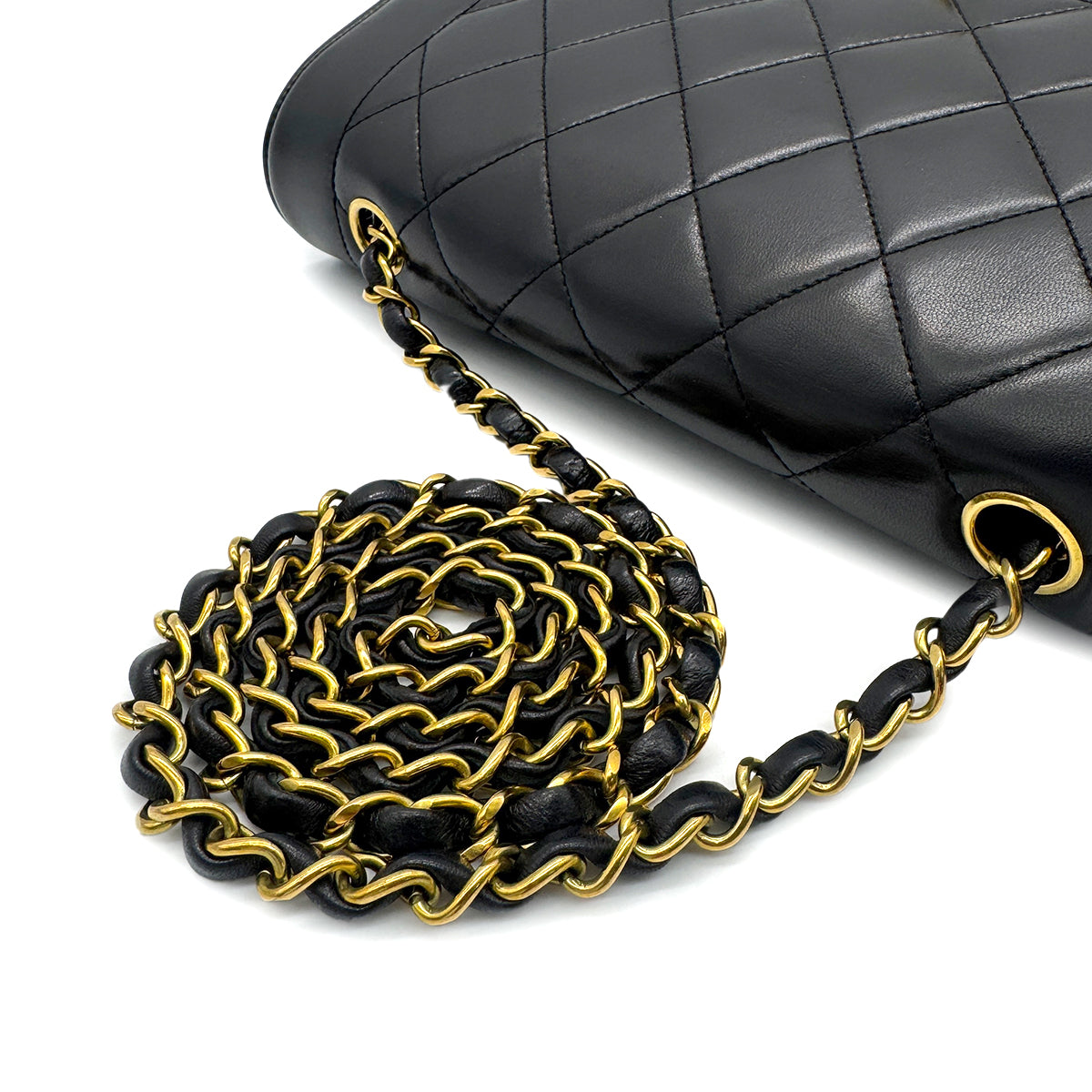 CHANEL VINTAGE DIANA MEDIUM CHAIN SHOULDER BAG BLACK LAMB SKIN 90281258