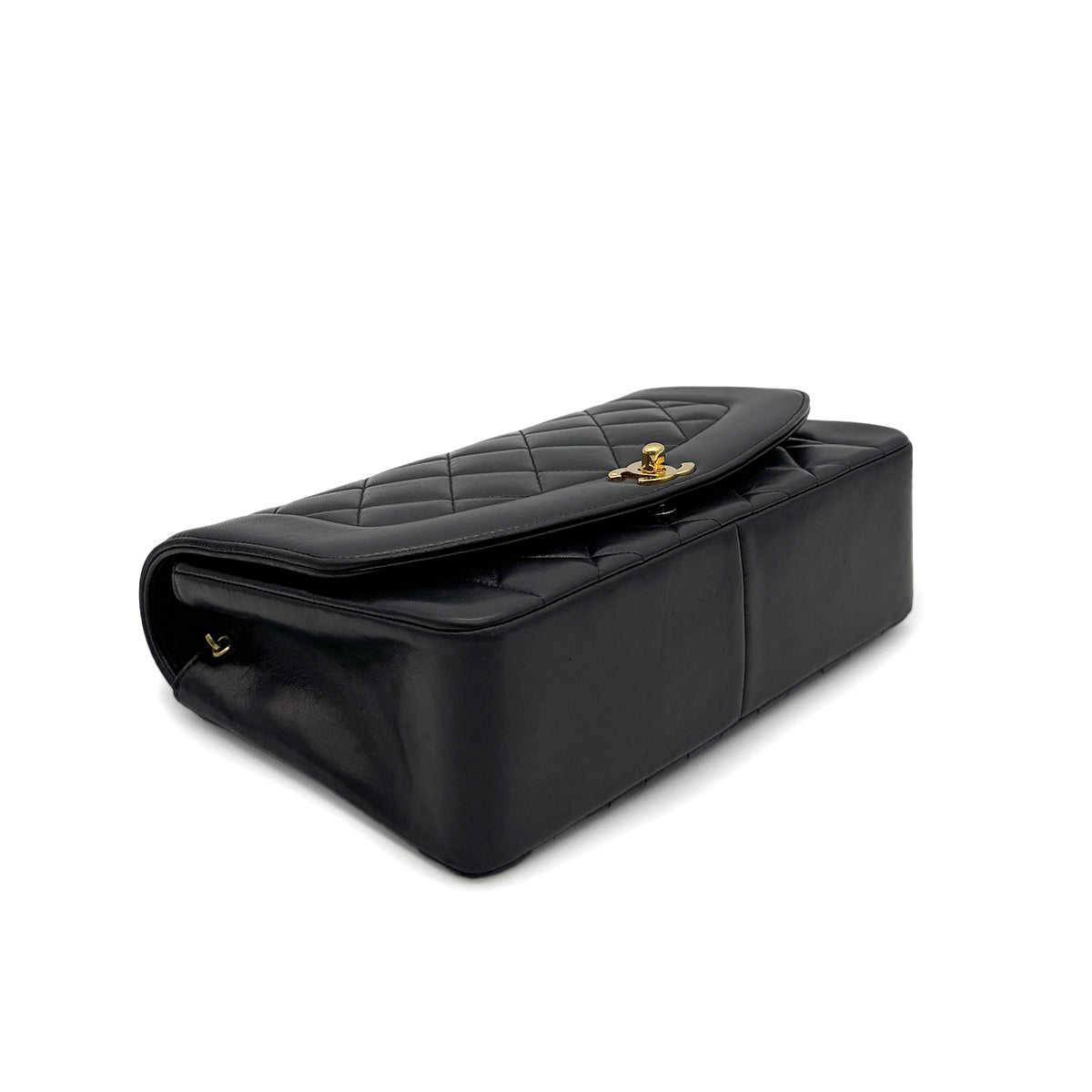 CHANEL VINTAGE DIANA MEDIUM CHAIN SHOULDER BAG BLACK LAMB SKIN 90281259