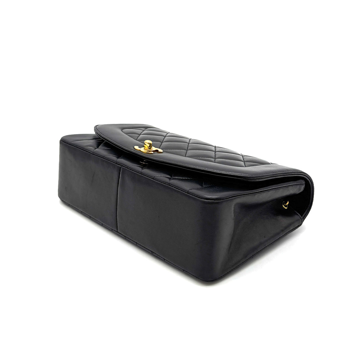 CHANEL VINTAGE DIANA MEDIUM CHAIN SHOULDER BAG BLACK LAMB SKIN 90281259