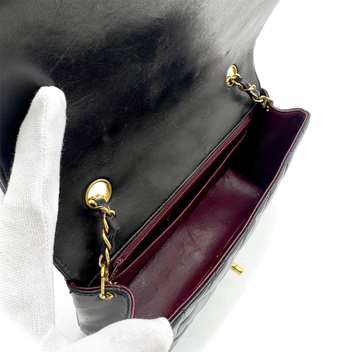 CHANEL VINTAGE DIANA MEDIUM CHAIN SHOULDER BAG BLACK LAMB SKIN 90281259