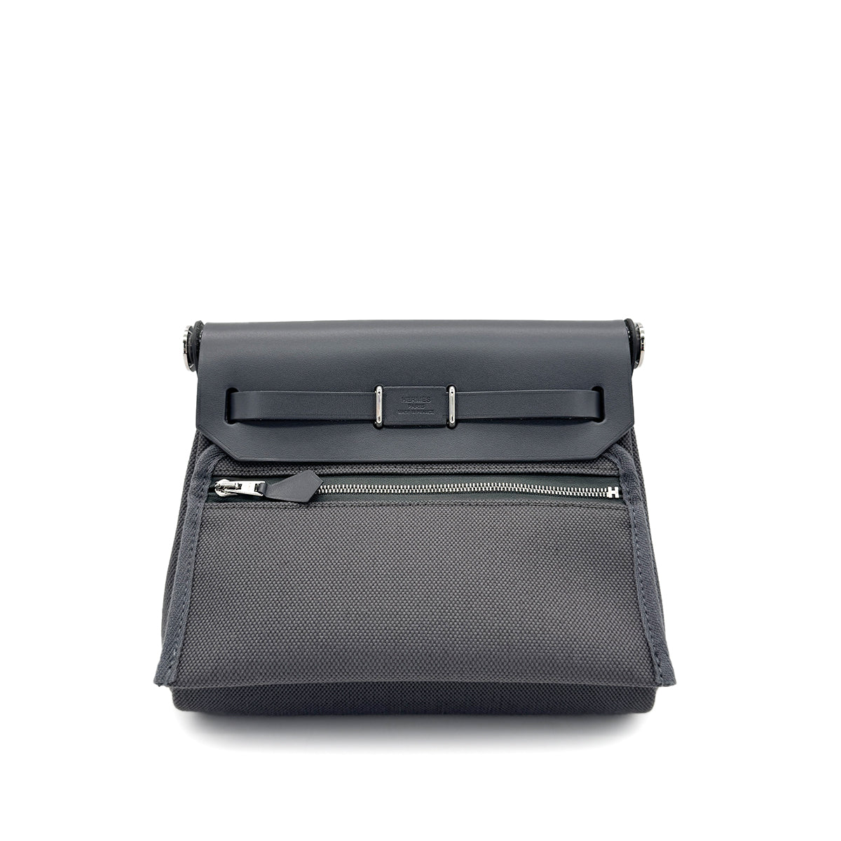 HERMES HERBAG ZIP MINI ARDOISE TOILE MILITAIRE VACHE HUNTER W 90281262