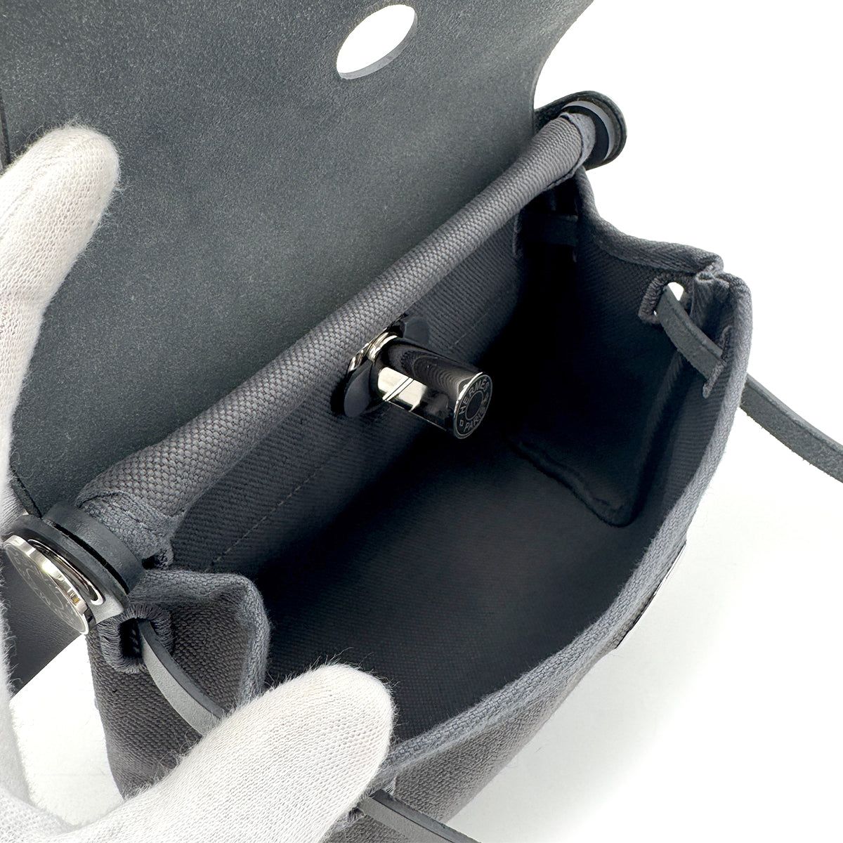 HERMES HERBAG ZIP MINI ARDOISE TOILE MILITAIRE VACHE HUNTER W 90281262