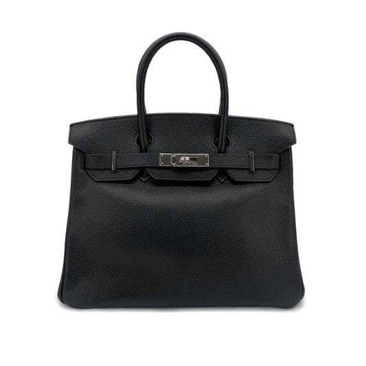 HERMES BIRKIN 30 BLACK VACHE LIEGEE HAND BAG □I SHW 90281406
