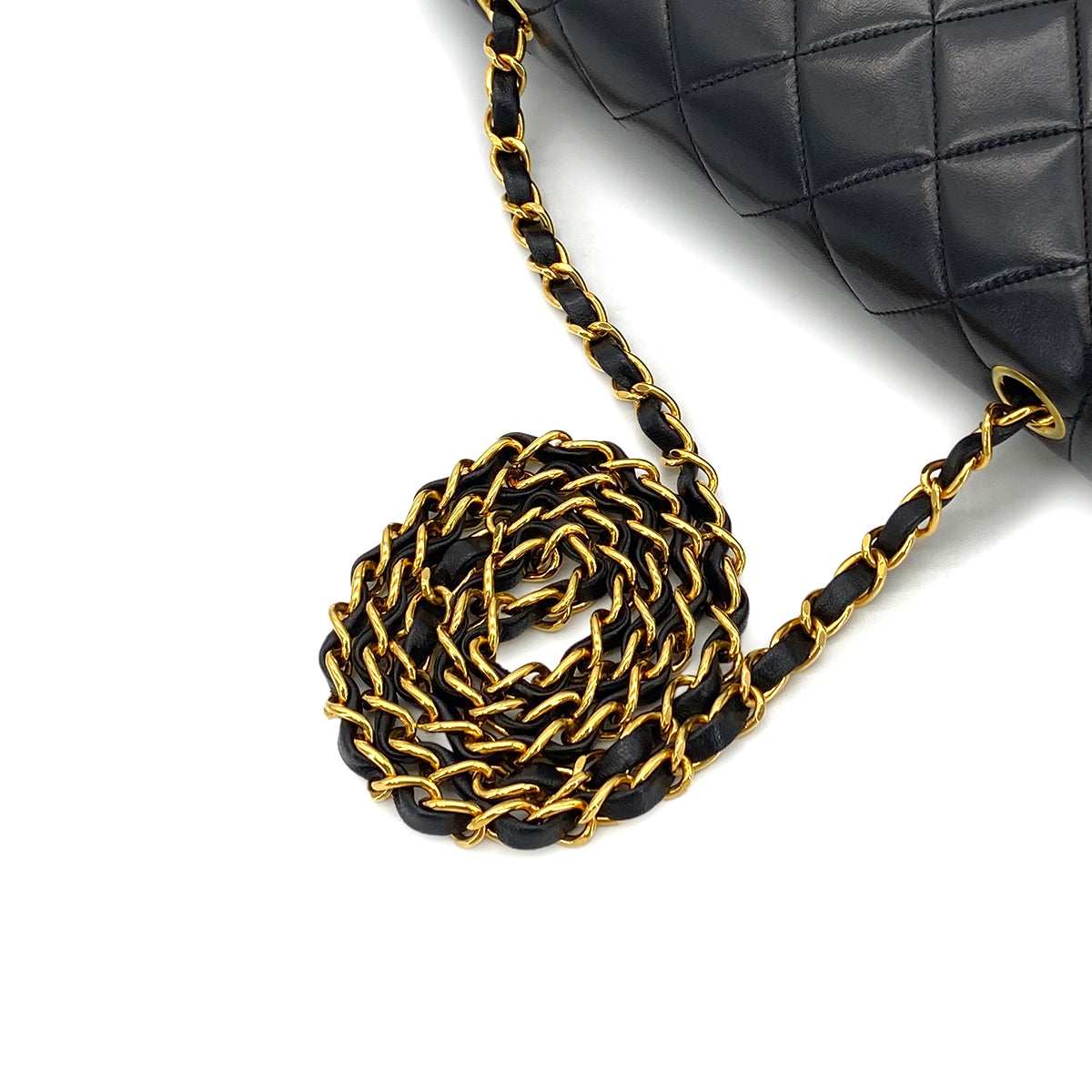CHANEL VINTAGE DIANA MEDIUM CHAIN SHOULDER BAG BLACK LAMB SKIN 90281409