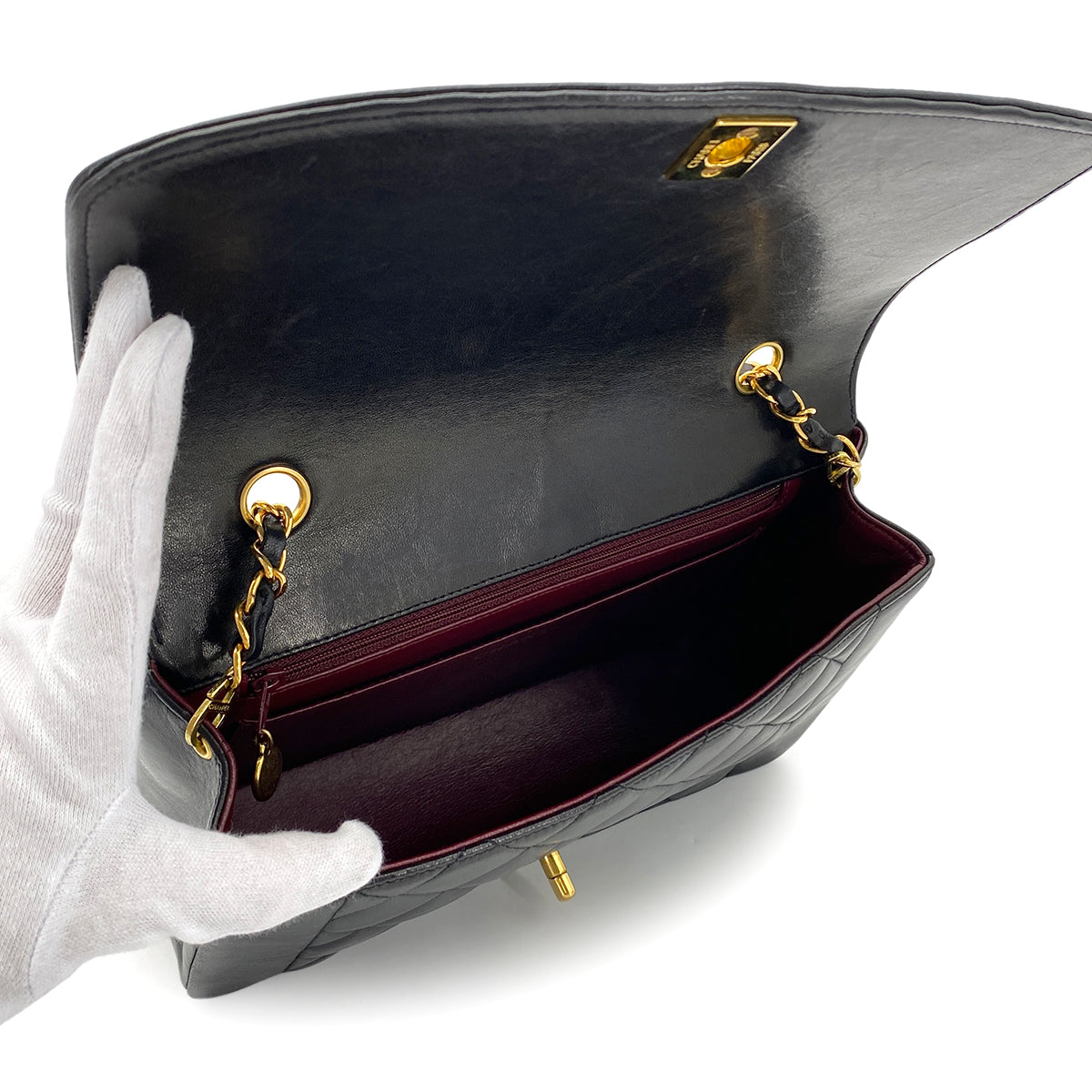 CHANEL VINTAGE DIANA MEDIUM CHAIN SHOULDER BAG BLACK LAMB SKIN 90281409