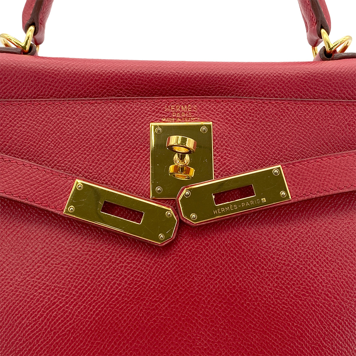 HERMES KELLY 28 RETOURNE ROUGE VIF COUCHVEL HAND SHOULDER BAG □E GHW 90281415
