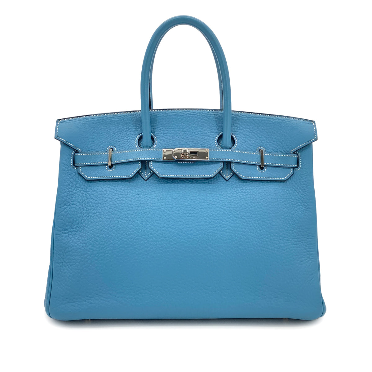 HERMES BIRKIN 35 BLUE JEAN TAURILLON CLEMENCE HAND BAG ▢F SHW 90281418