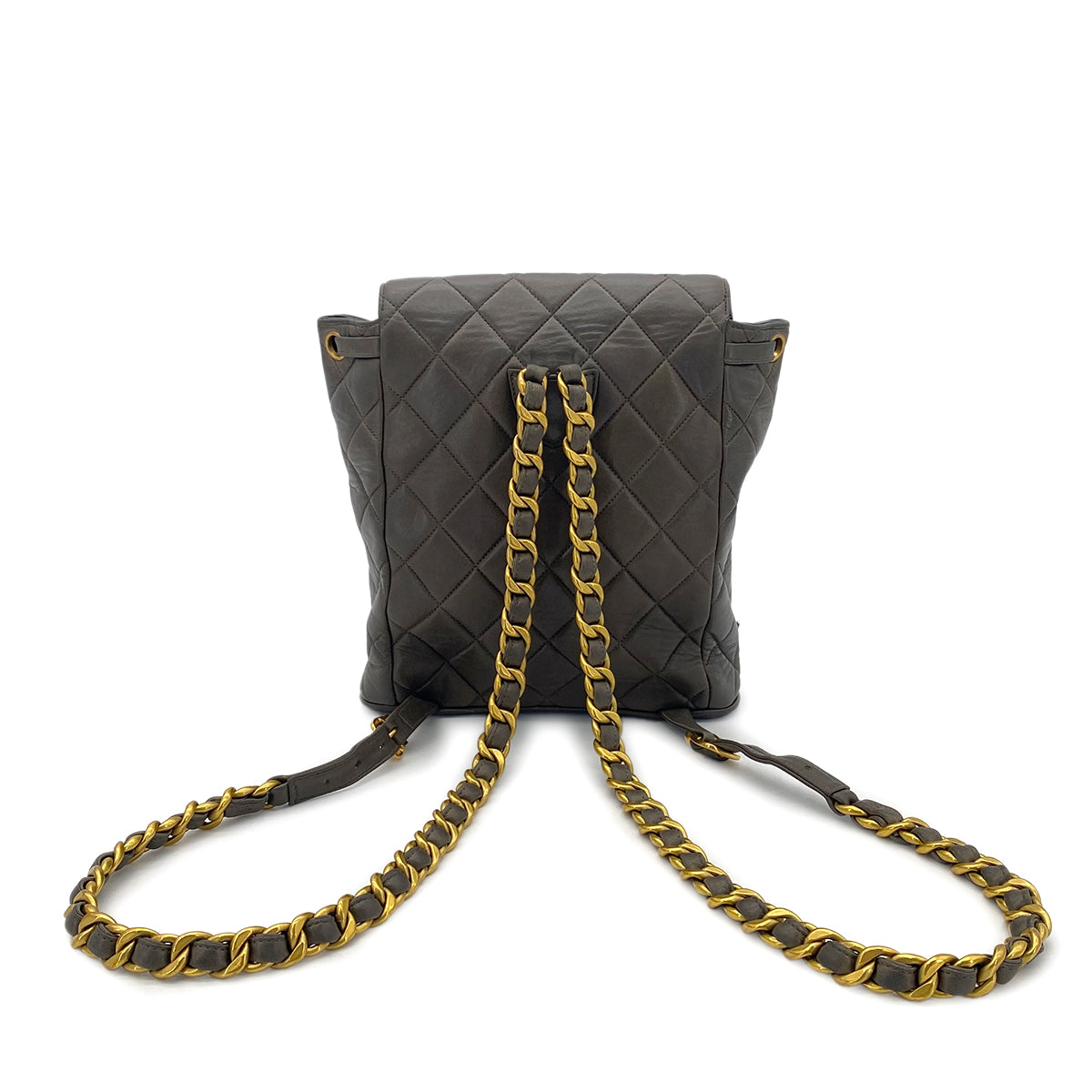 CHANEL VINTAGE DUMA CHAIN BACKPACK KHAKI LAMB SKIN 90281420