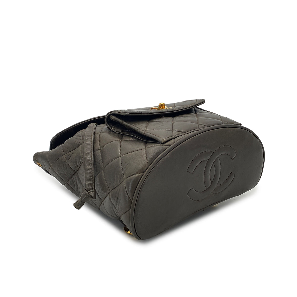 CHANEL VINTAGE DUMA CHAIN BACKPACK KHAKI LAMB SKIN 90281420