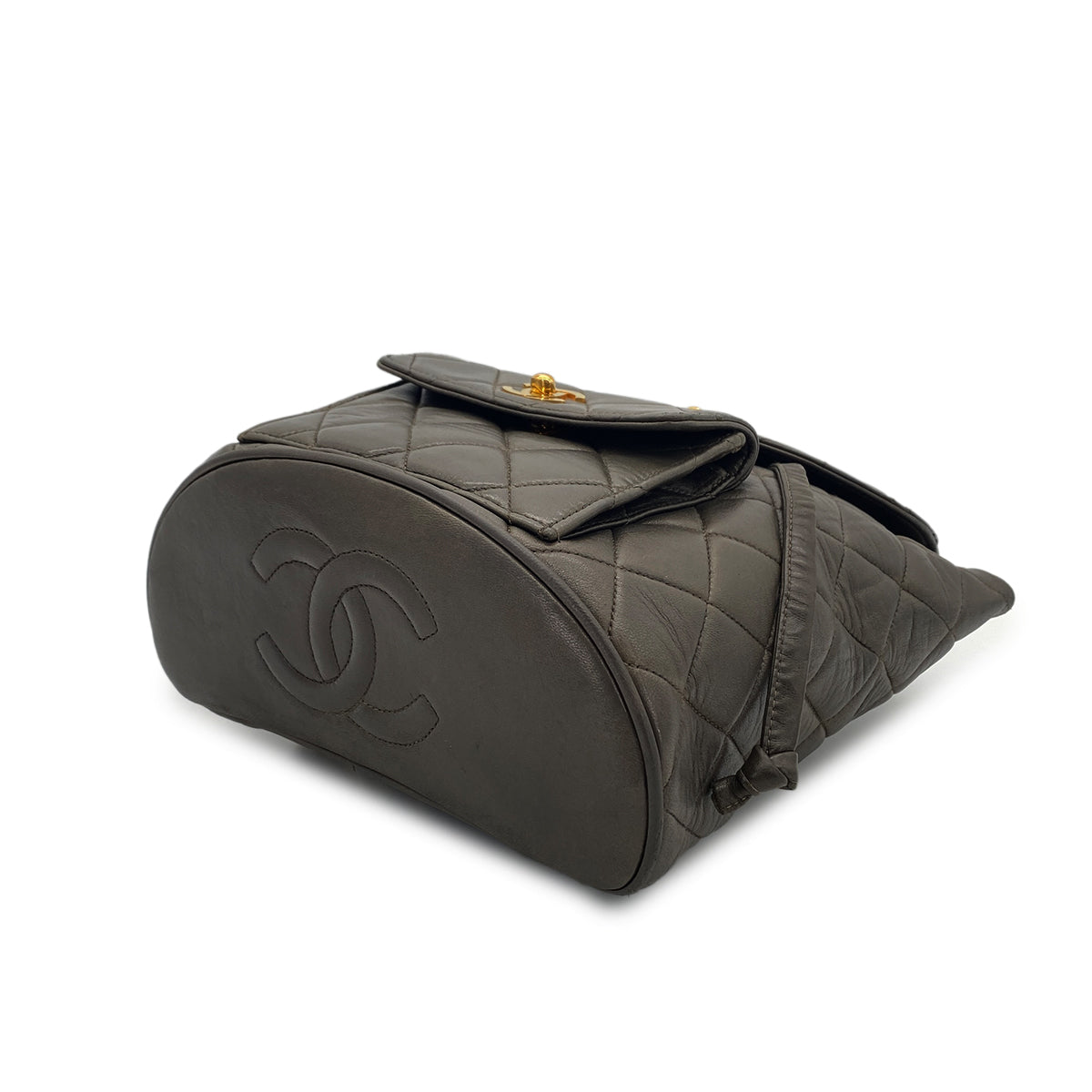 CHANEL VINTAGE DUMA CHAIN BACKPACK KHAKI LAMB SKIN 90281420