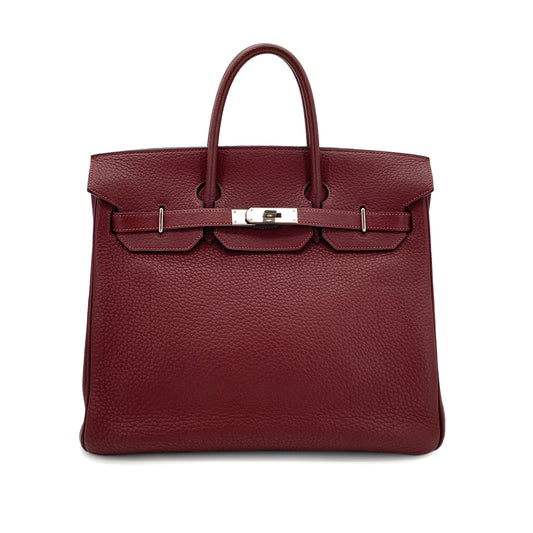 HERMES HAUT A COURROIES 32 ROUGE H FJORD HAND BAG □I SHW 90281426