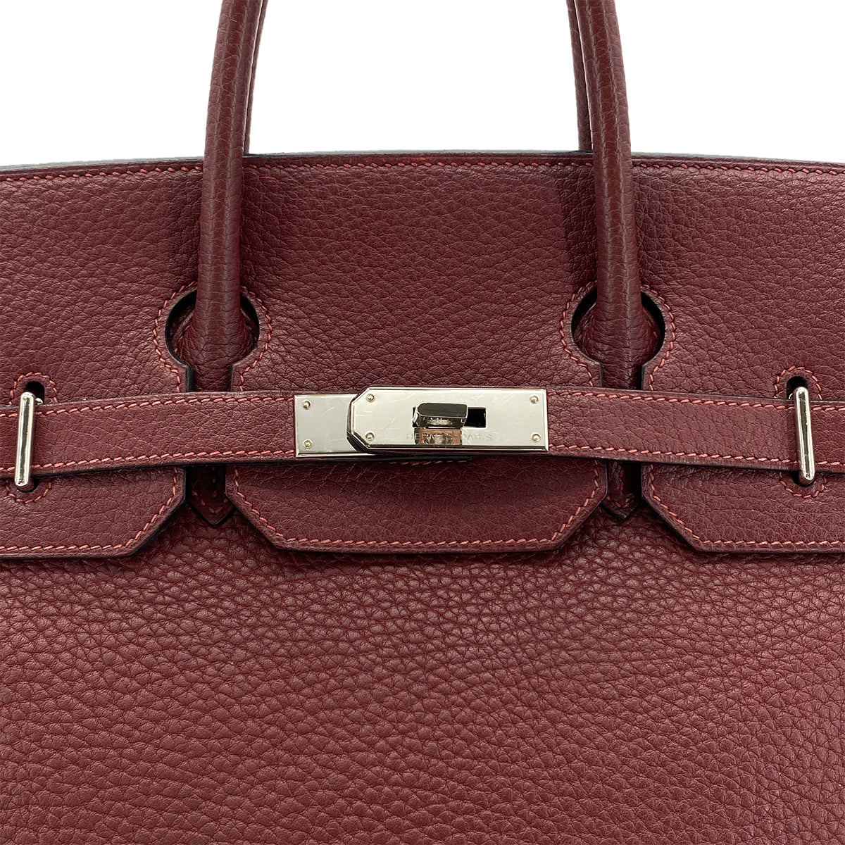 HERMES HAUT A COURROIES 32 ROUGE H FJORD HAND BAG □I SHW 90281426