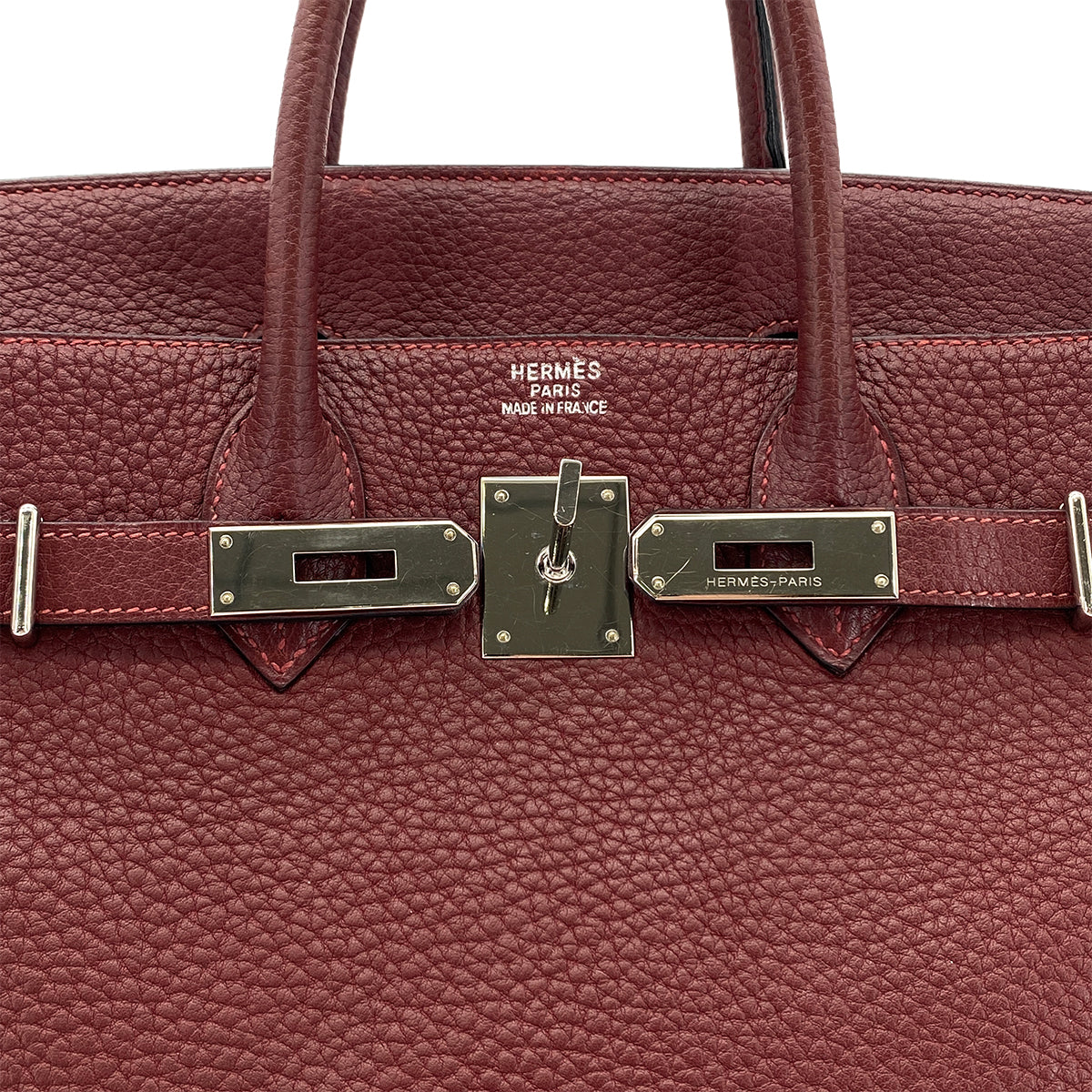 HERMES HAUT A COURROIES 32 ROUGE H FJORD HAND BAG □I SHW 90281426