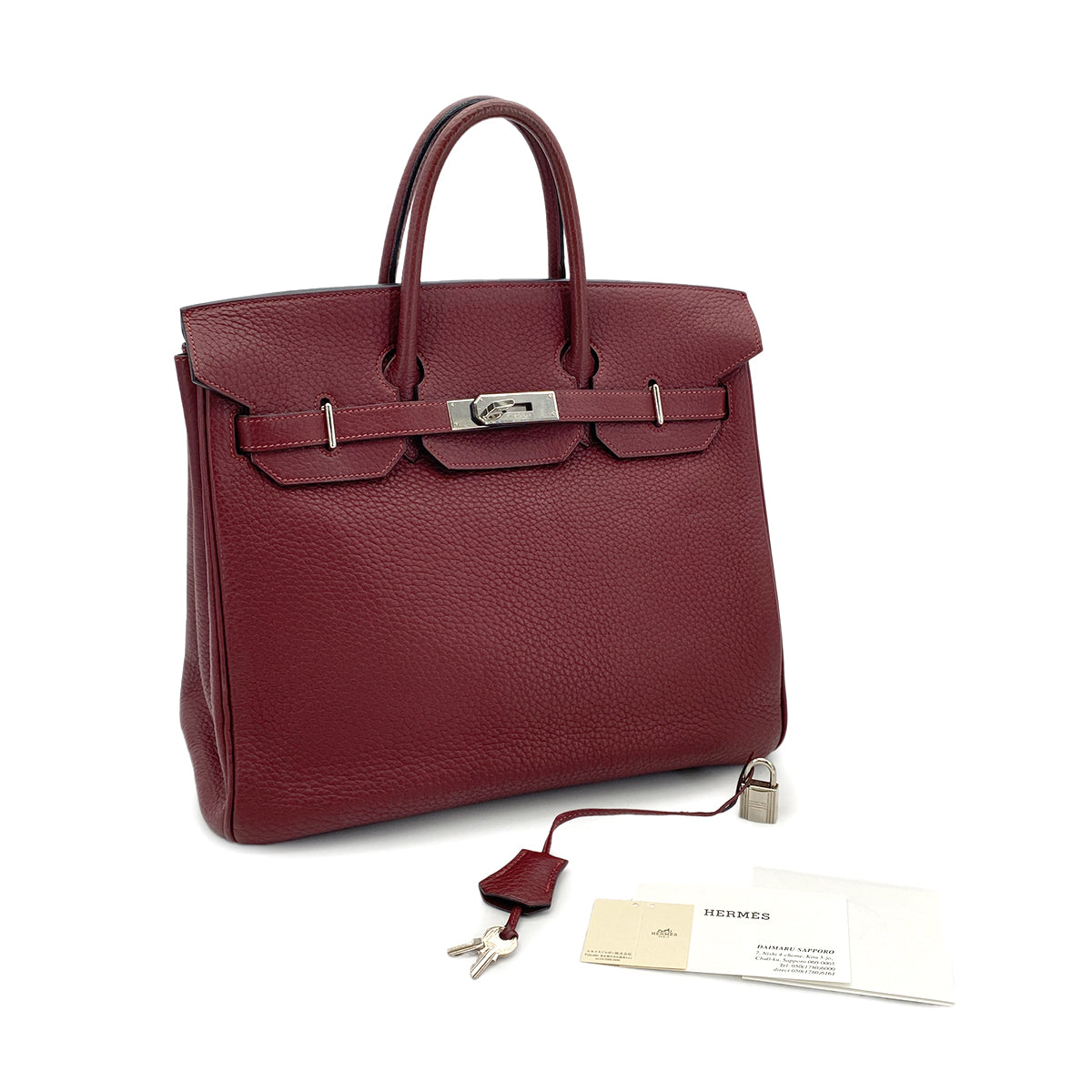 HERMES HAUT A COURROIES 32 ROUGE H FJORD HAND BAG □I SHW 90281426