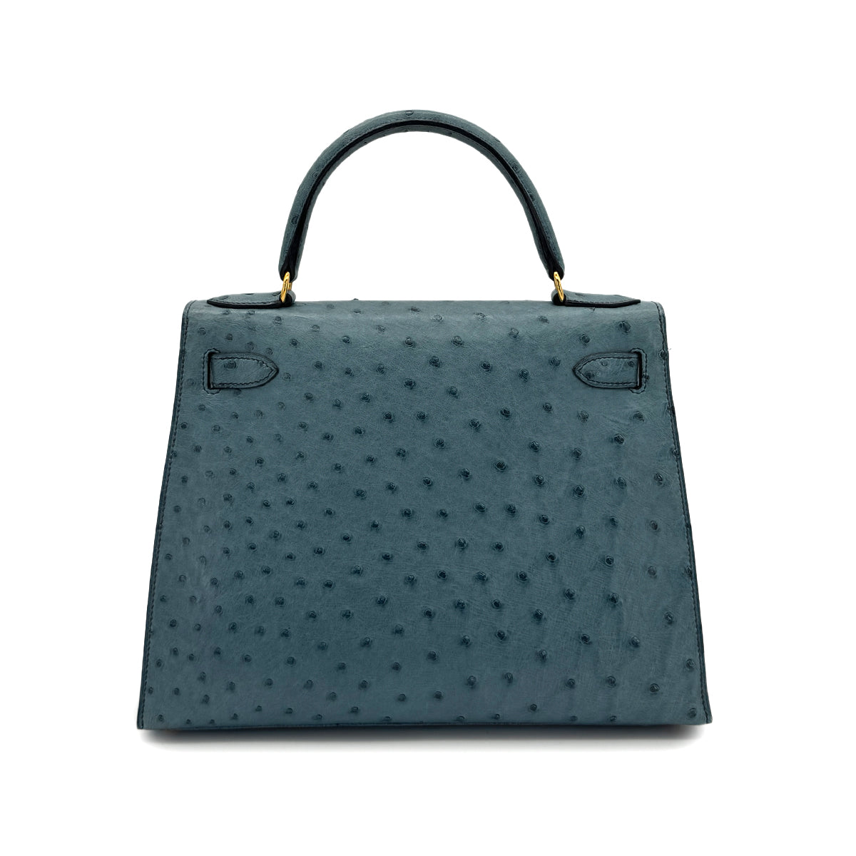 HERMES KELLY 28 SELLIER BLUE JEAN OSTRICH HAND SHOULDER BAG 〇Z GHW 90281428