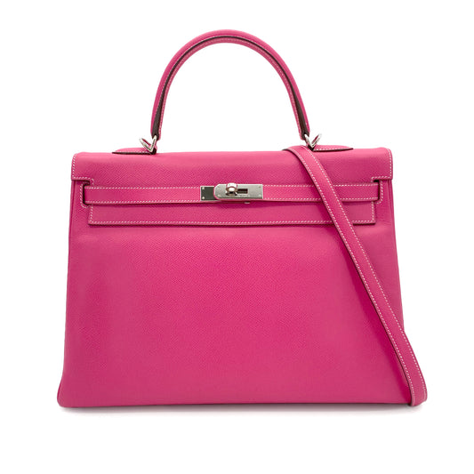 HERMES CANDY KELLY 35 ROSE TYRIEN TOSCA EPSOM HAND BAG □P SHW 90281430